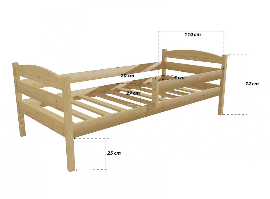 Dětská postel z MASIVU 200x90cm se šuplíky - DP017