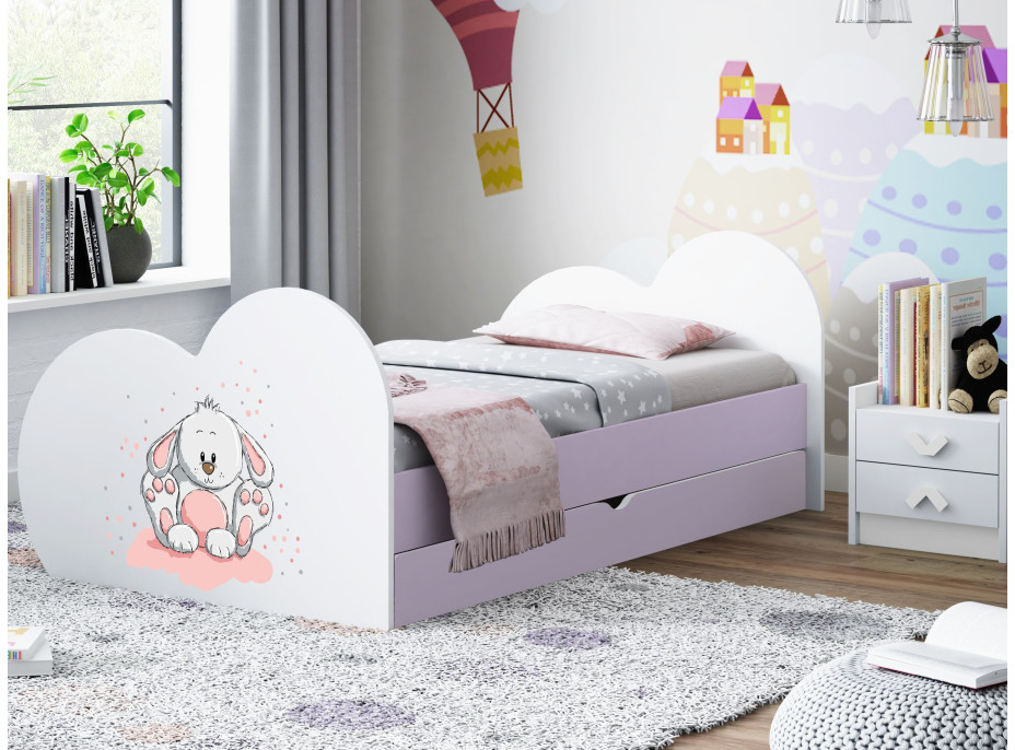 Dětská postel KRÁLÍČEK 190x90 cm, se šuplíkem (11 barev) + matrace ZDARMA