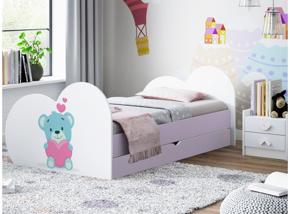 Dětská postel MEDVÍDEK 190x90 cm, se šuplíkem (11 barev) + matrace ZDARMA