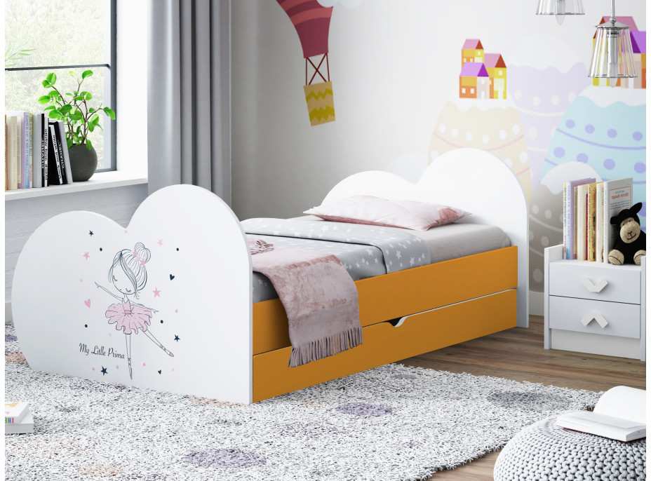 Dětská postel BALETKA 190x90 cm, se šuplíkem (11 barev) + matrace ZDARMA
