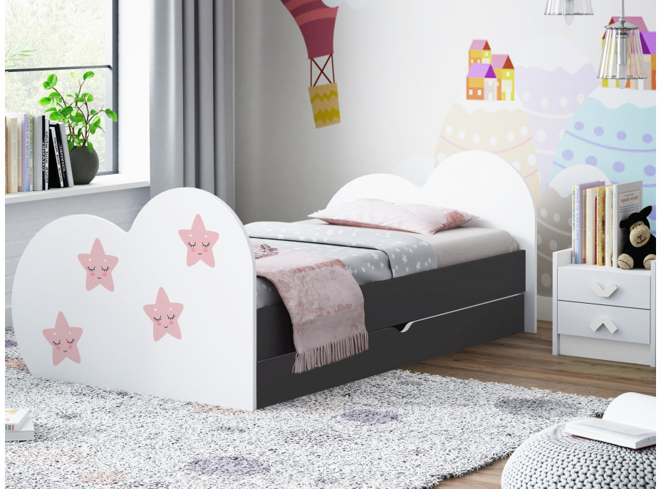 Dětská postel HVĚZDIČKA 190x90 cm, se šuplíkem (11 barev) + matrace ZDARMA