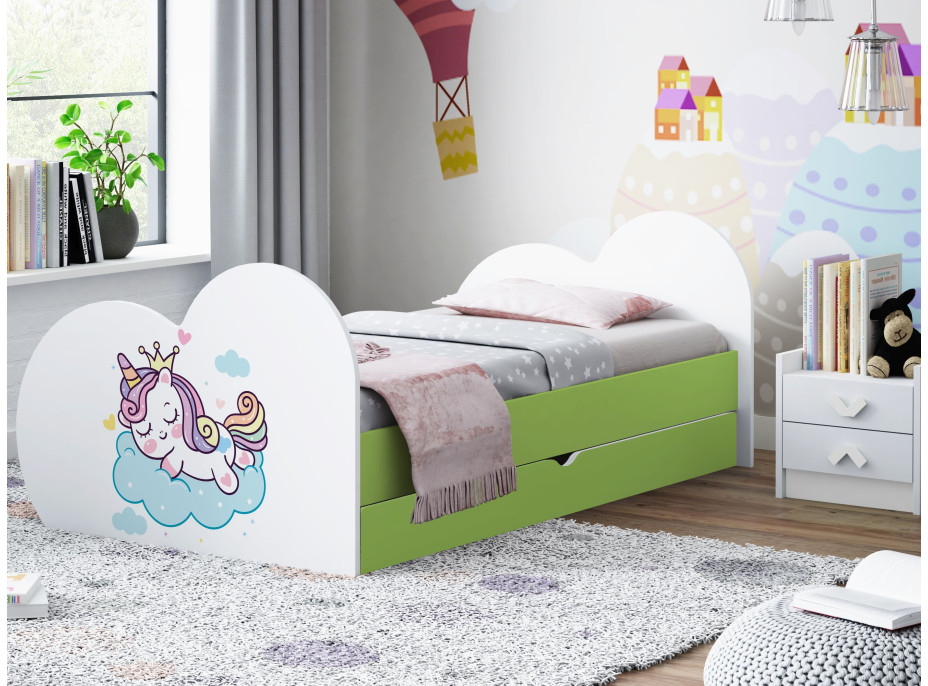 Dětská postel JEDNOROŽEC 190x90 cm, se šuplíkem (11 barev) + matrace ZDARMA