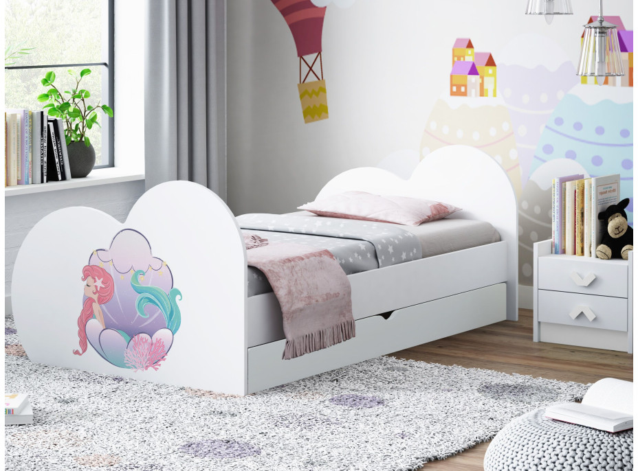 Dětská postel MOŘSKÁ VÍLA 200x90 cm, se šuplíkem (11 barev) + matrace ZDARMA
