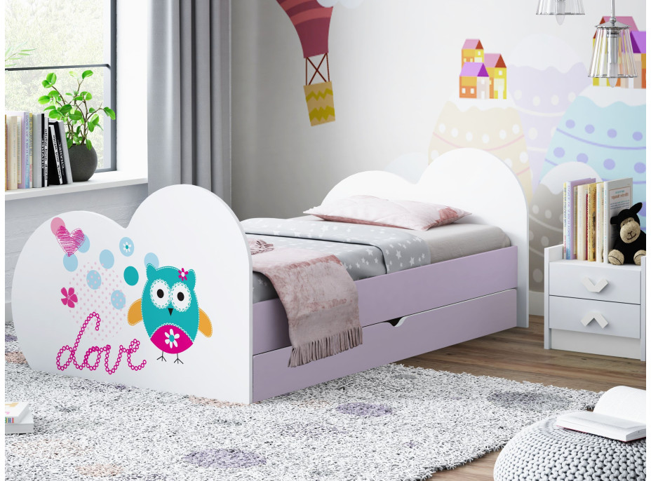 Dětská postel SOVIČKA 200x90 cm, se šuplíkem (11 barev) + matrace ZDARMA