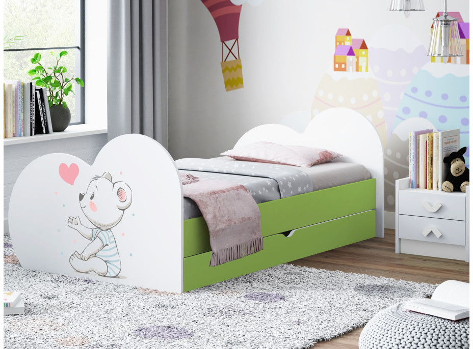 Dětská postel ZAMILOVANÁ KOALA 200x90 cm, se šuplíkem (11 barev) + matrace ZDARMA