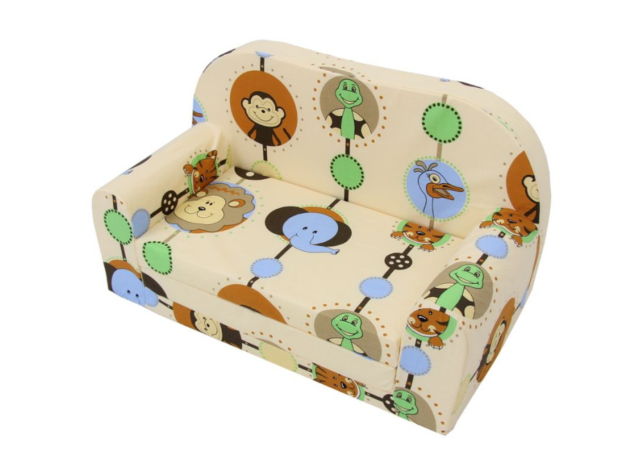 Dětská rozkládací MINI pohovka ZOO žlutá