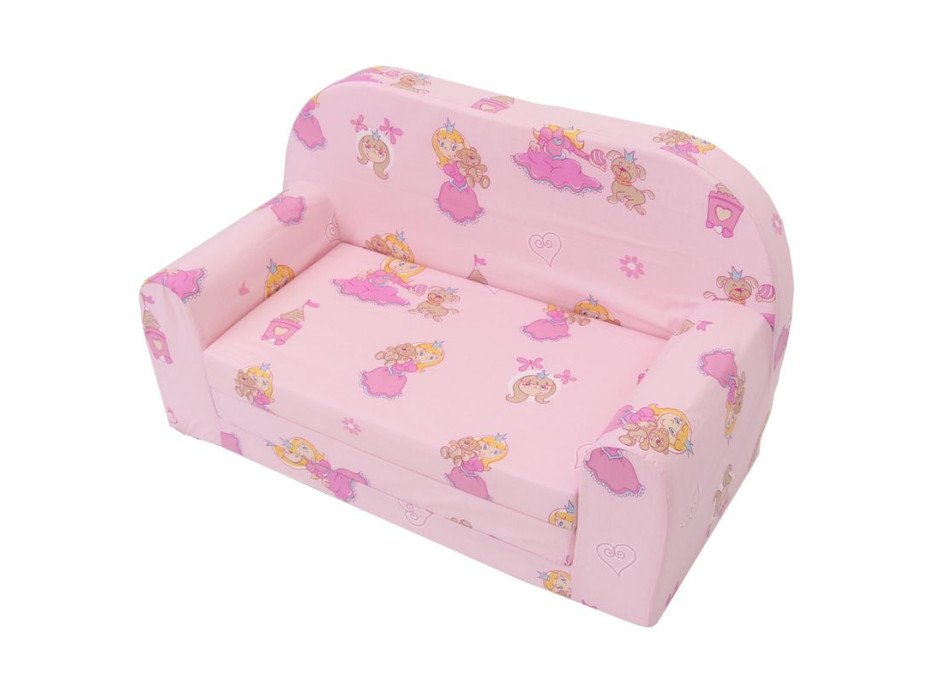 Dětská rozkládací MINI pohovka PRINCEZNA růžová