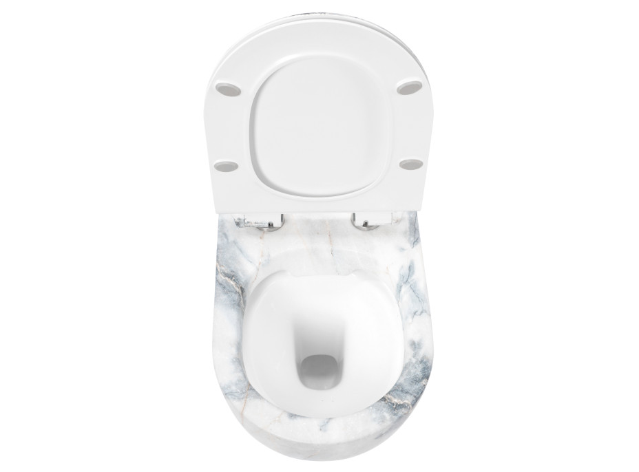Závěsné WC MAXMAX Rea CARLOS RIMLESS - dekor kamene + Duroplast sedátko slim