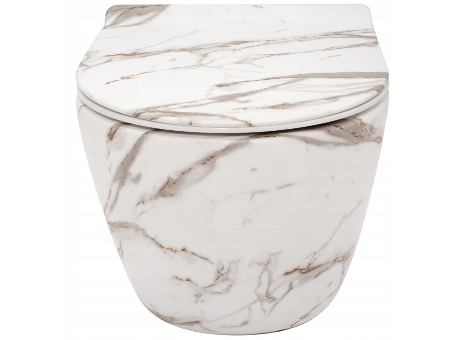 Závěsné WC MAXMAX Rea CARLOS RIMLESS - dekor Lava + Duroplast sedátko slim