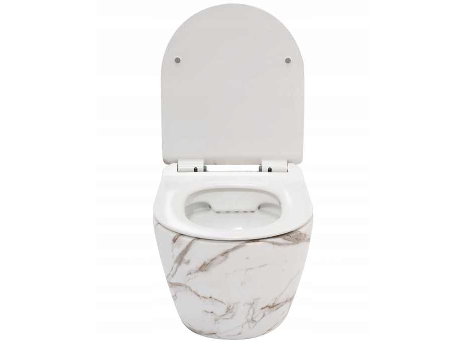 Závěsné WC MAXMAX Rea CARLOS RIMLESS - dekor Lava + Duroplast sedátko slim