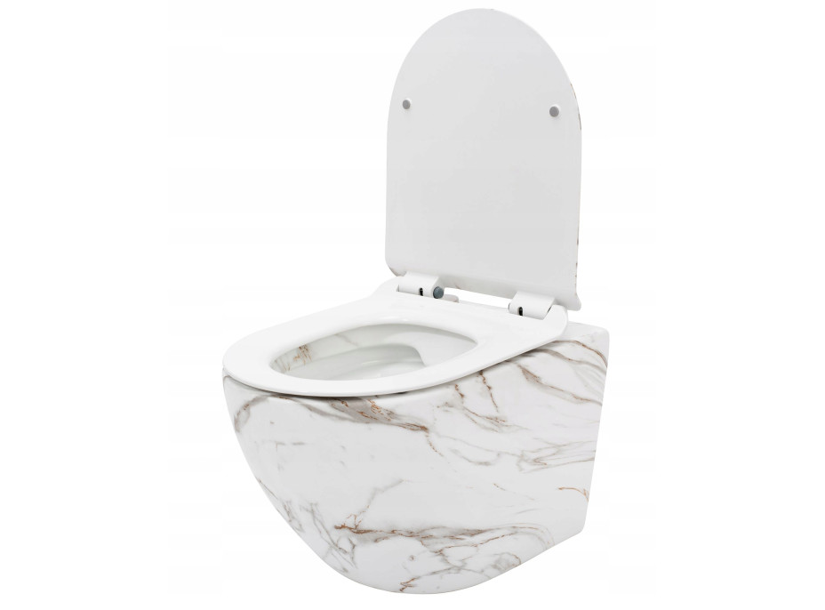 Závěsné WC MAXMAX Rea CARLOS RIMLESS - dekor Lava + Duroplast sedátko slim