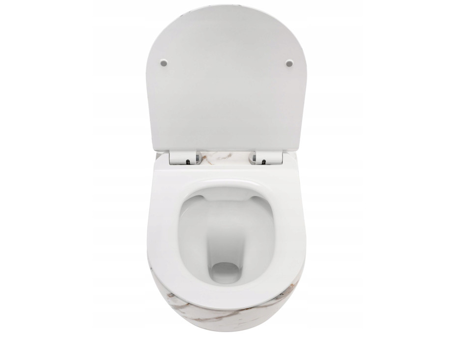 Závěsné WC MAXMAX Rea CARLOS RIMLESS - dekor Lava + Duroplast sedátko slim