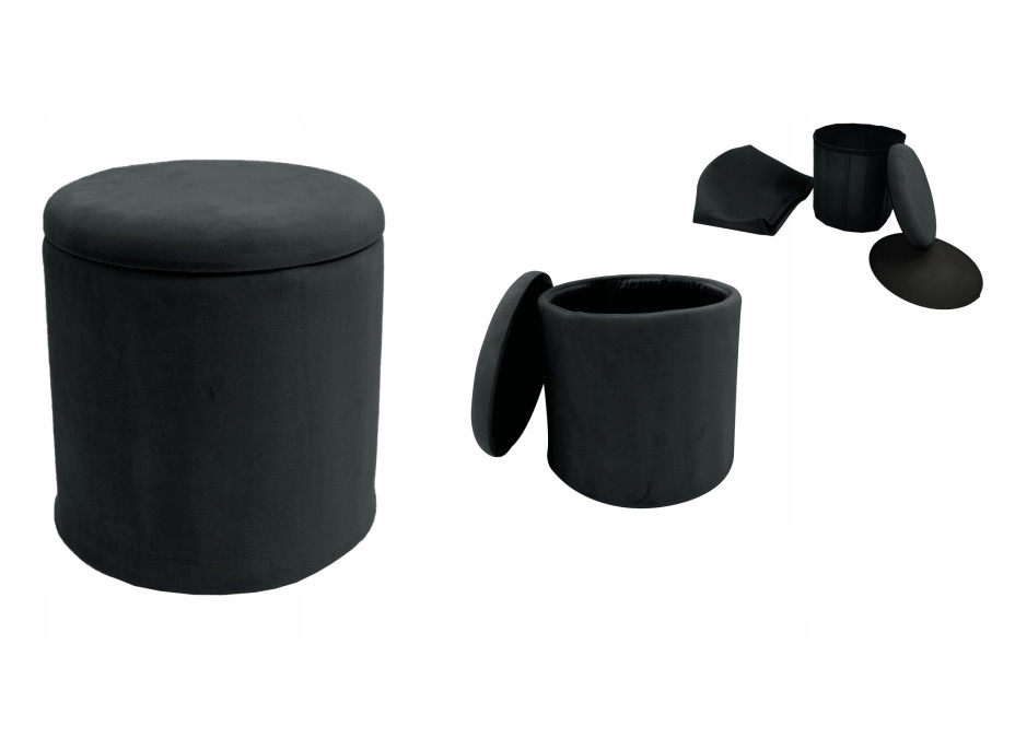 Taburet PLAZA s úložným prostorem - černý