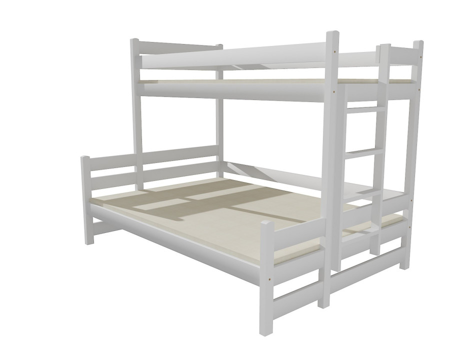 Dětská patrová postel s rozšířeným spodním lůžkem z MASIVU 200x90cm SE ŠUPLÍKY - PPS003