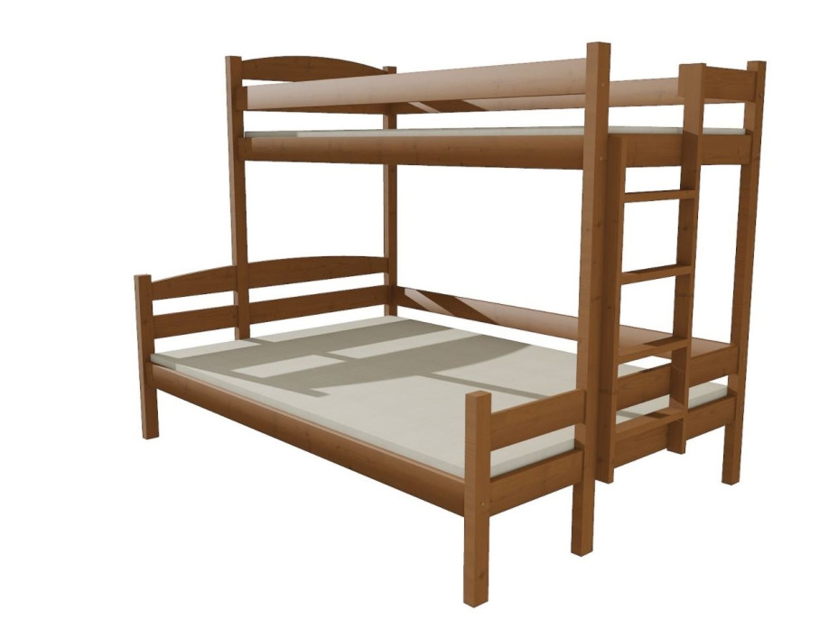 Dětská patrová postel s rozšířeným spodním lůžkem z MASIVU 200x90cm bez šuplíku - PPS001