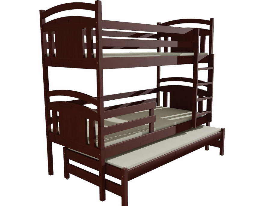 Dětská patrová postel s přistýlkou z MASIVU 180x80cm SE ŠUPLÍKY - PPV006