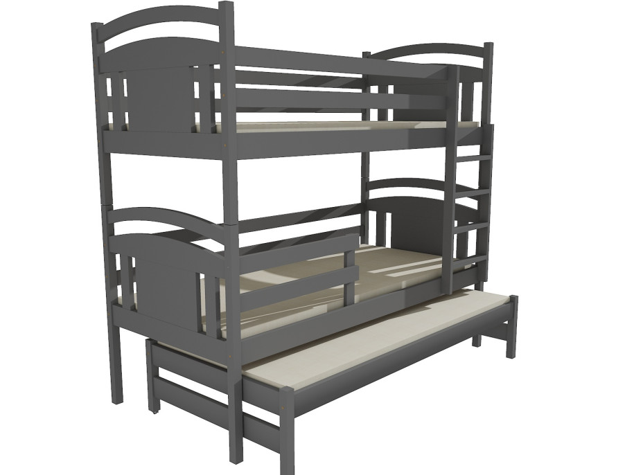 Dětská patrová postel s přistýlkou z MASIVU 200x90cm bez šuplíku - PPV006