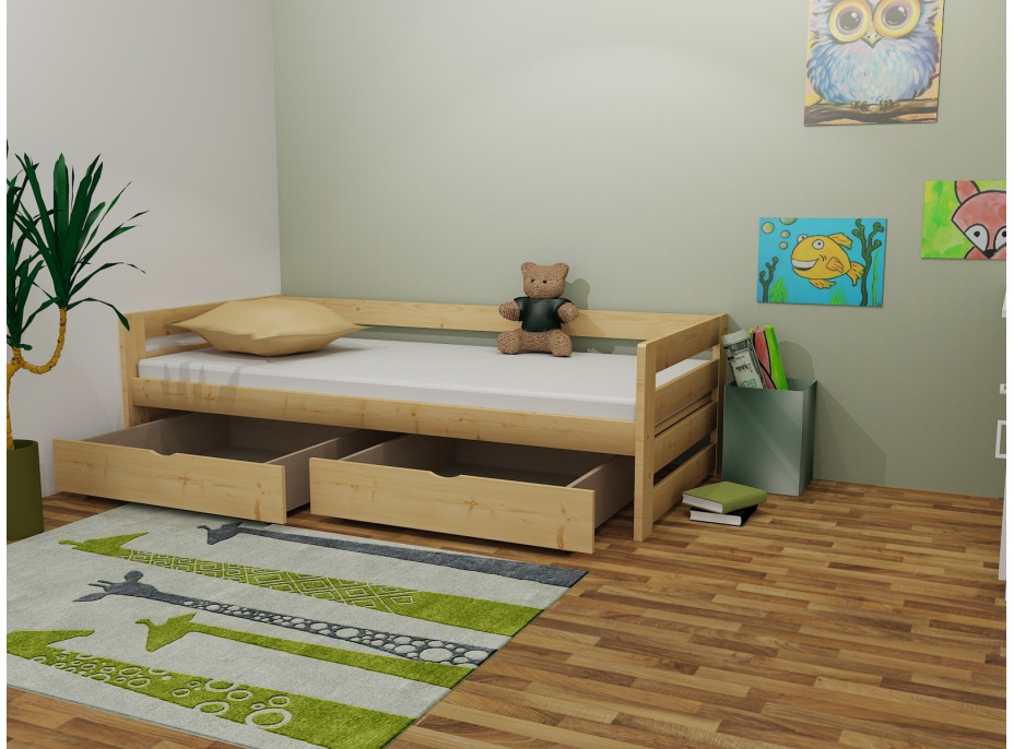 Dětská postel z MASIVU 180x80cm SE ŠUPLÍKY - M02
