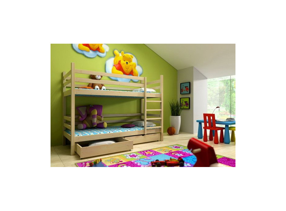Dětská patrová postel z MASIVU se šuplíky - PP008