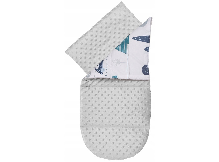 Oboustranné hnízdečko (kokon) pro miminko - BABYMAM PREMIUM set 7v1 - Retro autíčka s šedou minky