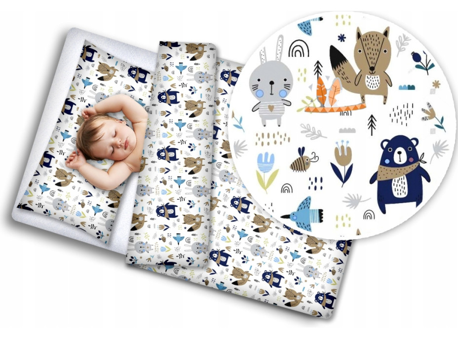 Dětské bavlněné povlečení do postýlky 135x100 cm BABYMAM PREMIUM - Boho zvířátka