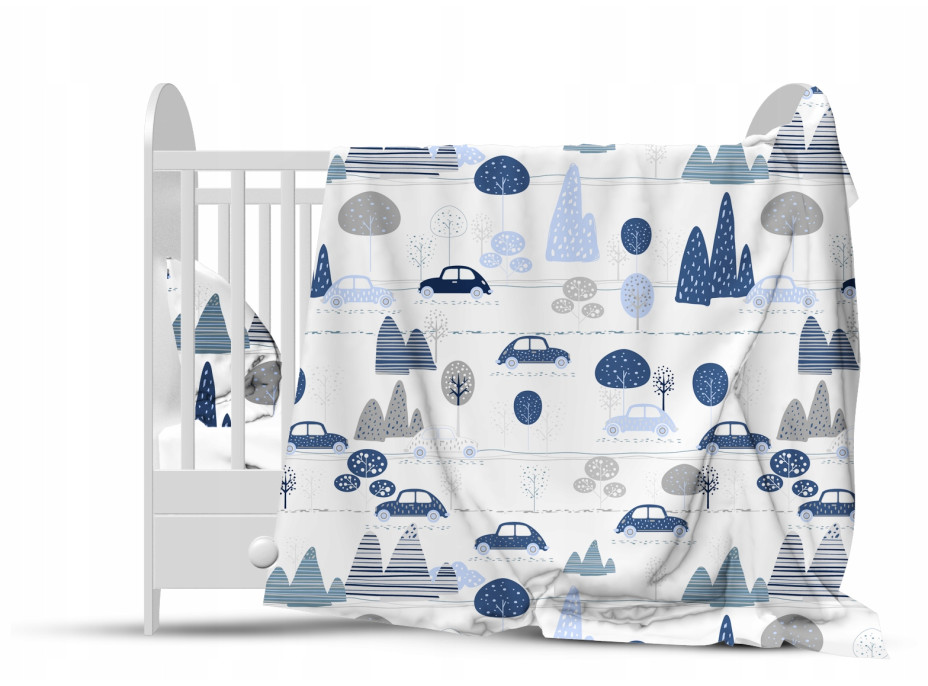Dětské bavlněné povlečení do postýlky 135x100 cm BABYMAM PREMIUM - Retro autíčka