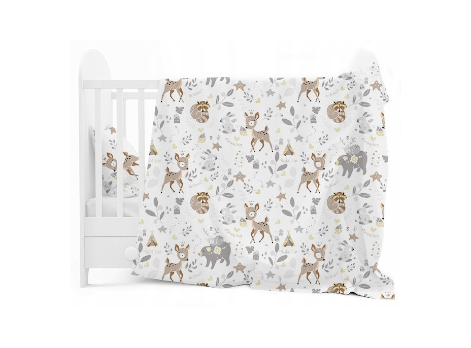 Dětské bavlněné povlečení do postýlky 120x90 cm BABYMAM PREMIUM - Srneček a přátelé