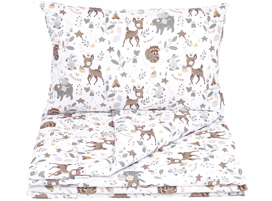 Dětské bavlněné povlečení do postýlky 120x90 cm BABYMAM PREMIUM - Srneček a přátelé