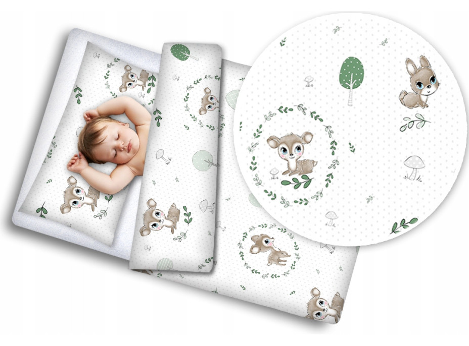 Dětské bavlněné povlečení do postýlky 120x90 cm BABYMAM PREMIUM - Srnečky