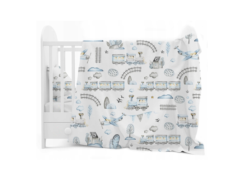Dětské bavlněné povlečení do postýlky 135x100 cm BABYMAM PREMIUM - Dopravní prostředky