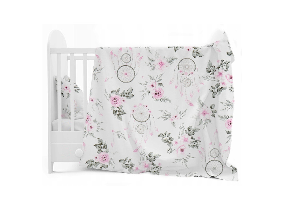 Dětské bavlněné povlečení do postýlky 120x90 cm BABYMAM PREMIUM - Lapače snů a květy