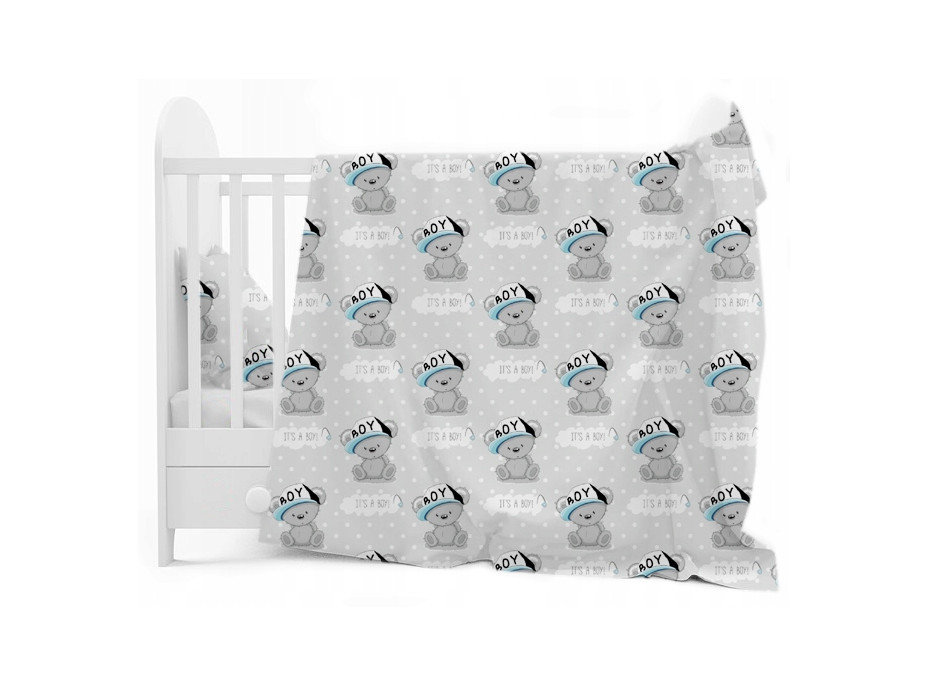 Dětské bavlněné povlečení do postýlky 120x90 cm BABYMAM PREMIUM - Medvídek Little boy
