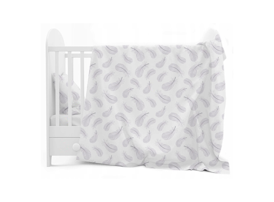 Dětské bavlněné povlečení do postýlky 120x90 cm BABYMAM PREMIUM - Peříčka s bílou