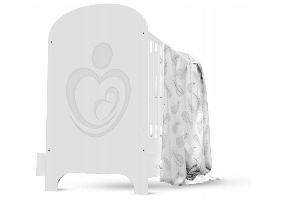 Dětské bavlněné povlečení do postýlky 120x90 cm BABYMAM PREMIUM - Peříčka s bílou