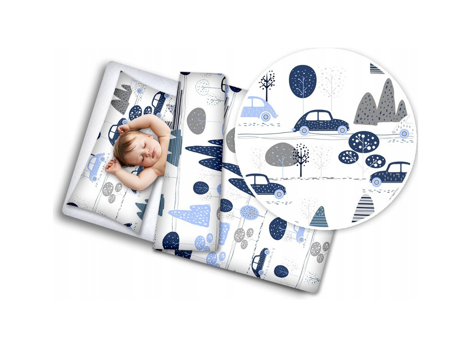 Dětské bavlněné povlečení do postýlky 120x90 cm BABYMAM PREMIUM - Retro autíčka