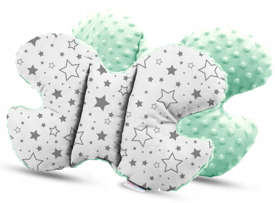 Dětská deka do kočárku s polštářkem a motýlkem - BABYMAM PREMIUM set 3v1 - Mléčná dráha s mátovou minky