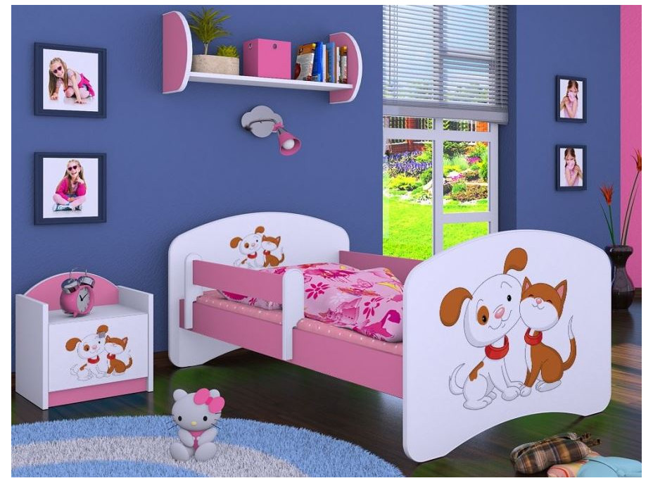 Dětská postel bez šuplíku 180x90cm PEJSEK A KOČIČKA