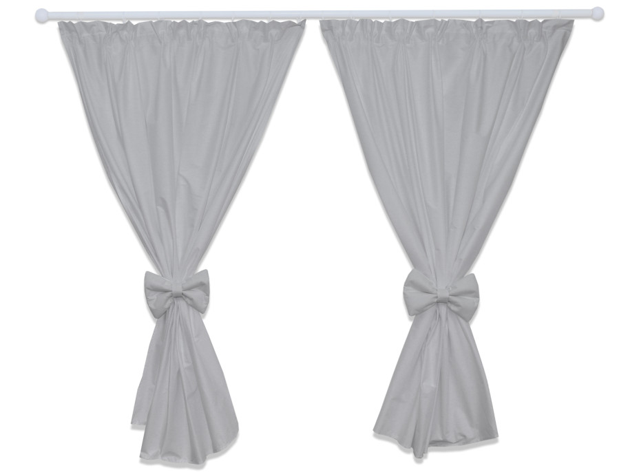 Dětský bavlněný závěs 155x150 cm BABYMAM PREMIUM s mašlí - sada 2 ks - Šedý bez potisku