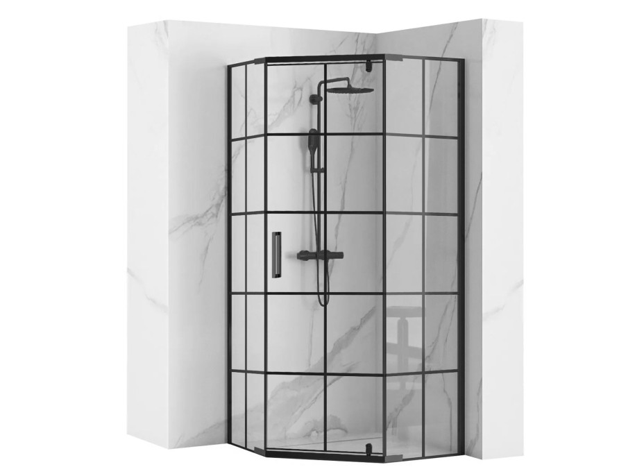 Sprchový kout MAXMAX Rea HEX 90x90 cm - černý s mřížkou