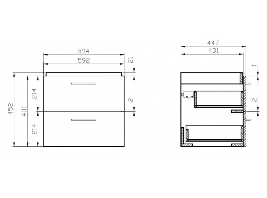 Koupelnová skříňka s umyvadlem CERSANIT - SET 802 LARA CITY 60 - BÍLÁ (S801-142-DSM)
