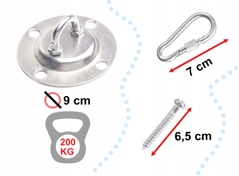 Montážní materiál pro zavěšení houpačky do stropu