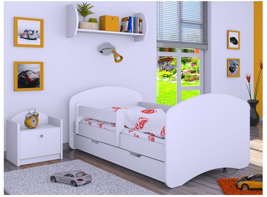 Dětská postel se šuplíkem 180x90cm BEZ MOTIVU - bílá