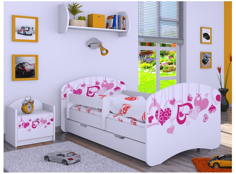 Dětská postel se šuplíkem 160x80cm FALL IN LOVE - bílá