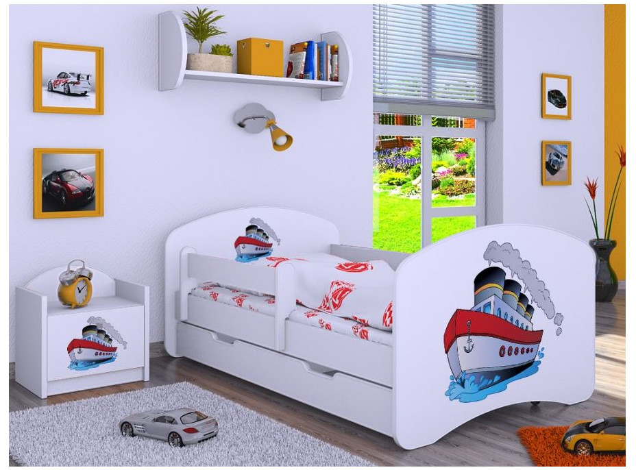 Dětská postel se šuplíkem 180x90cm LODIČKA - bílá