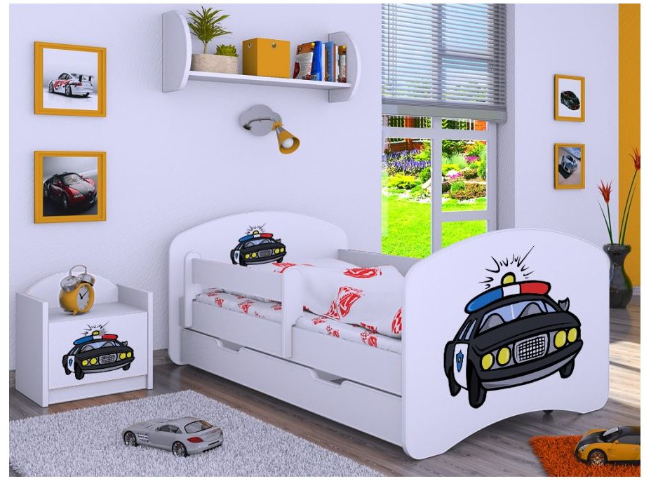Dětská postel se šuplíkem 180x90cm POLICIE - bílá