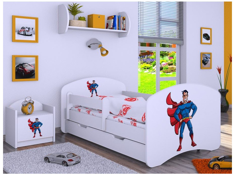 Dětská postel se šuplíkem 180x90cm SUPERMAN - bílá