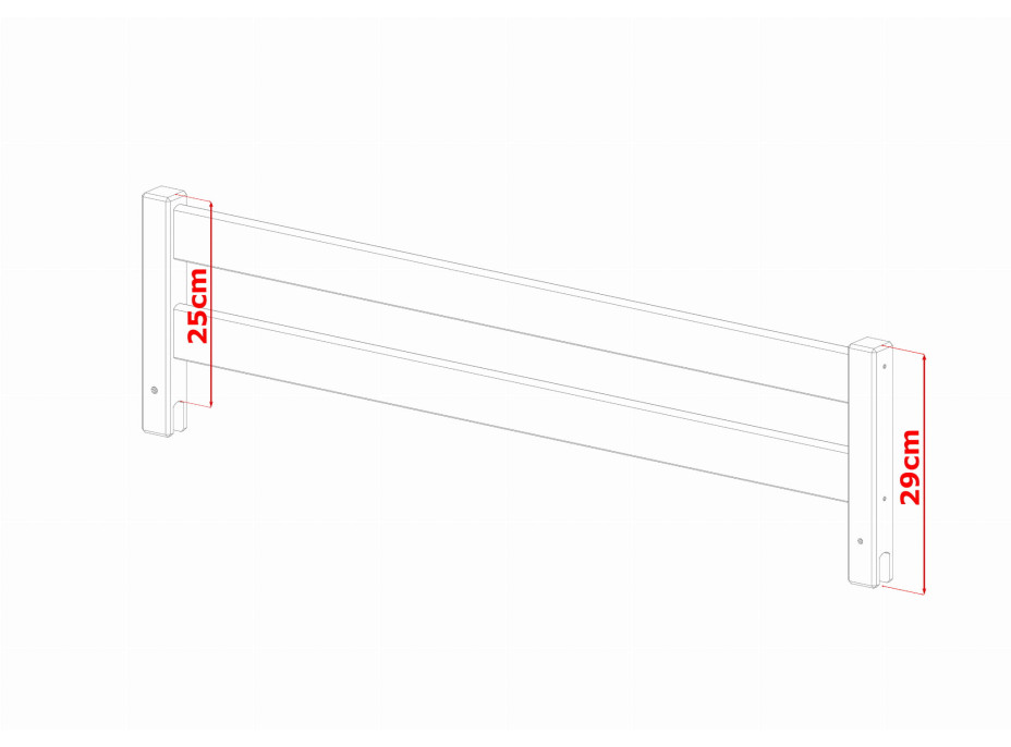 Odnímatelná zábrana z masivu na desku 20 mm - 142 cm