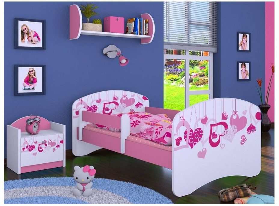 Dětská postel bez šuplíku 180x90cm FALL IN LOVE - růžová
