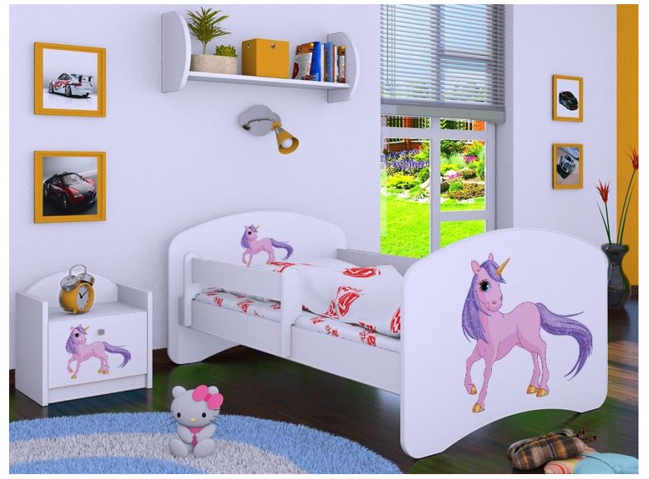 Dětská postel bez šuplíku 180x90cm JEDNOROŽEC - bílá