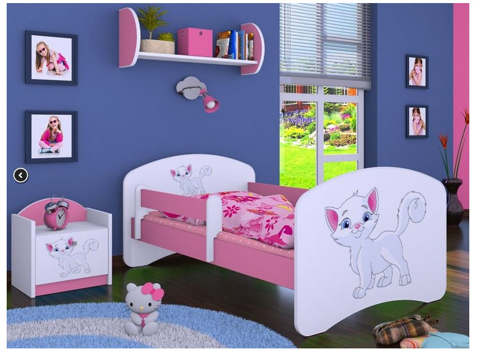 Dětská postel bez šuplíku 180x90cm KOČIČKA - růžová